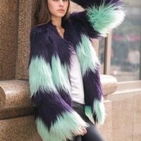 Faux de fourrure Femmes Trodeam 2021 Vestes pour hiver avec colliers de cou sur coutures coutures de couches fluorescentes cheveux longs