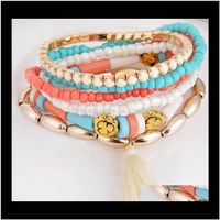Beaded Strands Europe Fashion Jewelry Womens Bracelet Layers Colorful Plastic Charms Tassels Elastic Bracelets S112 3Soqa Zbcyf