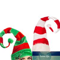 1 pc festa engraçado chapéus chapéus de Natal longos feltro listrado pelúcia elfo chapéu férias tema de férias chapéus de festa de Natal acessório U3
