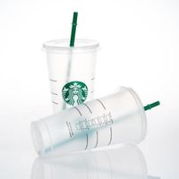 Starbucks Mermaid Goddess 24oz/710ml Matte Plastic Mugs Tumbler Reusable Clear Drinking Flat Bottom Pillar Shape Lid Straw Cups Bardian