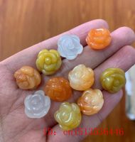5PC Natuurlijke Gouden Jade Gesneden Lucky Rose Kralen Armband Ring Accessoires DIY Chinese Ketting Sieraden Amulet Dames Klantgericht