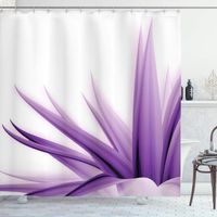 Rideaux de douche Rideau de fleur Violet Ombre Style Long Feuilles Eau colorée avec Détails calmants Détails étanches à la salle de bain Crochets