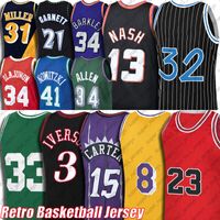 Vintage bulls michael jordan Raptors Vince Allen Carter Iverson Jersey Lakers kobe bryant Steve Hakeem Nash Olajuwon Jerseys Ray Allen Miller Hill