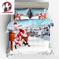 Sängkläder sätter x-mas jul santa gåva snö vinter design twin king drottning full kudde täcke täcke uppsättning 3d tecknad sängkläder