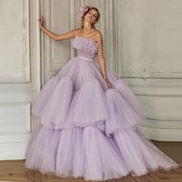 Casual klänningar extra puffy tulle klänning lavendel boll klänning prom klänningar 2021 Vestidos de fiesta noche mode kvinnor fest lång