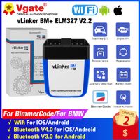 VGATE VLINKER BM + ELM327 V2.2 para BMW Scanner Bluetooth 4.0 WiFi OBD 2 OBD2 Herramienta de diagnóstico de automóvil Elm 327 Herramienta automática para Bimmercode para BMW OBD2 Herramienta de escáner Link Bimmer Link