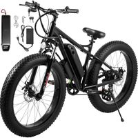 [미국 재고] 26inch 350w 모터 합금 지방 타이어 전기 산악 자전거 스노우 ebike 48v10a 리튬 배터리