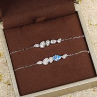 2021 Brand Pure 925 Sterling Silver Jewelry Women Water Drop Bracelet Party Wedding Jewelry Blue Crystal Luxury Brand Bracelet