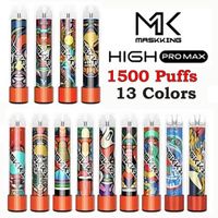 Maskking High Pro Max 일회용 전자 담배 vapes 1500 퍼프 4.5ml 카트리지 포드 850mAh 배터리 전자 담배 vape 13 색