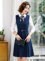 作業服プロの着用2ピースベストドレス韓国ホワイトカラービジネスプラスサイズの学術スタイルカジュアルドレス