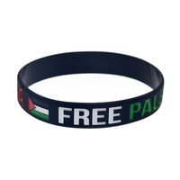 1pc Save GAZA Free Palestina Pulsera de silicona Tinta llena de logotipo de bandera Color negro y transparente