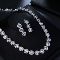 Dazzling AAA Round Zirconia Flower Bridal Wedding Jewelry Sets For Lover Popular Jewelry Gift Elegant Women Party Dinner Dress H1022