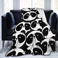Blankets Flannel Blanket Black And White Panda Heads Light Thin Mechanical Wash Warm Soft Throw On Sofa Bed Travel Patchwork