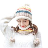 Scarves JAYCOSIN Women&#039;s Hat 2021 Color Matching Winter Warm Plus Thicken Scarf And Two-Piece Knit Windproof Cap Outdoor