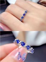 Fashion Chic Small Blue Crystal Topaz Gemstones Zircon Diamonds Rings For Women Girl White Gold Silver Color Jewelry Bijoux Gift Cluster