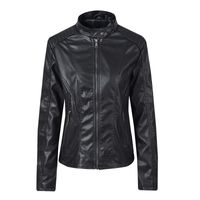 Womens Outerwear designer Short jackets zipper Faux Leather jacket tand-up collar Thin section without velvet comfortable Fashion Coats