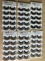 DHL 5Pair / Set Vermelho Cereja Cílios Falsos Natural Olho Longo Ilhas Extensão Maquiagem Profissional Faux Eyelash Winged Wispies Falso