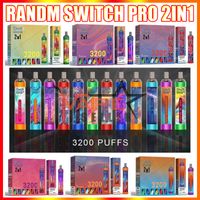 Auténtico Randm Switch Pro 2In1 3200 Puffs Vape Vape Pen E Cigarrillo con batería recargable 10ML POD LED Luz de luz Vaping Kit de brillo