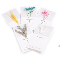 バレンタイン花のグリーティングカードパーティーフォアgypsophila乾燥花手書きの祝福のギフトカード結婚式の招待状DHD12878