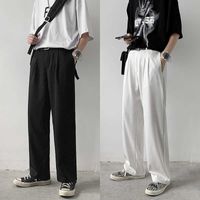 Summer Wide-leg Pants Men&#039;s Fashion Gray Black White Casual Men Korean Loose Straight-leg Suit Mens Dress H0820