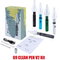 Orijinal G9 Temiz Kalem V2 Kiti 2 in 1 Buharlaştırıcı Kuru Herb Balmumu Atomizer Başlangıç ​​Kitleri E-Sigaralar Vape 1000 mAh Pil Ayarlanabilir Gerilim 100% Otantik