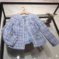 Small Fragrant Tweed Jacket Fashion Korean Short Women Coat Vintage Long Sleeve Sliver Button Slim Woolen Outerwear Chic Tops 210514