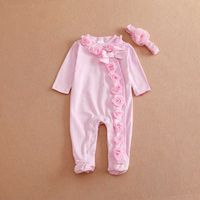 Newborn Baby Girl Clothes Lace Flowers Romper Clothing Set Jumpsuit & Headband 2 PC Girls Clothing set Infant Rompers 9MHD