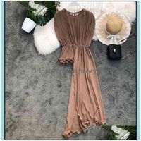 Womens Blouses & Shirts Clothing Apparel Summer Pleated Round Neck Slim Chiffon Shirt Casual Wild Sleeveless Solid Color Fashion Personality
