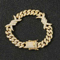 New Fashion Prong Cubic Zircon Doornen Miami Cuban Link Chain Bracelet Hiphop Iced Out Cz Chaining Jewelry For Couple Men and Women