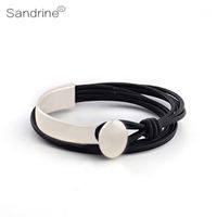 Tennis Sandrine Brand Top Quality Multi-layer Winding Fashion Jewelry Genuine Leather Bracelets & Bangles For Women Men Female Gift