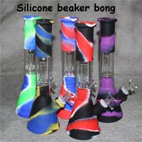 Silikon -Bong -Wasserpfeife Shisha Kits mit Schalen Multi -Farbglas -Bongs Rauchrohre Aschenfänger