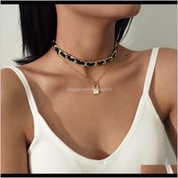 Necklaces Gold Lock Pendant Chains Lace Multi Layer Wrap Choker Necklace Women Fashion Jewelry Will And Sandy Gift Tk5Fe Mp5De