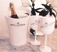6 koppar 1 ishink och viner glas 3000ml akrylbägare champagne glasögon bröllop bar party vin flaska kylare b3