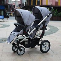 Doble Twins Stroller Alto Paisaje Bebé plegable PRAMS 2 en 1 Sistema de viaje Trolley Walker Carriles de carruaje #