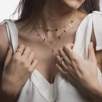 Collane del pendente 2021 moda semplice collana di fascino quadrata con catena di collegamento minuscola colore oro choker all'ingrosso per gioielli festa di nozze