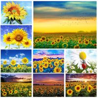 DIY 5D Diamond Painting Flower Press Number Kit Adult Embroidery Cross Stitch Art Craft Wall Decoration Sunflower Wind Sunflower 15.7X11.8inches