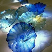 Рука вручить синие стекла плиты настенные лампы мурано цветок висит тарелка для гостиной гостиничный лобби ресторан искусства украшения в помещении