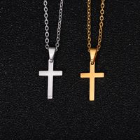 Fashion Fine Mini Small Cross Кулон Ожерелье для Девушки Женщины Нержавеющая Сталь Золотой / Серебряный Цвет Иисус Христос Религиозные Украшения Подарки
