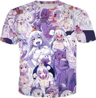 メンズTシャツアニメセクシーガールファッションTシャツ3Dプリントぽっちゃり腹原宿夏流行に敏感なユニセックスカジュアルTシャツトップス