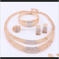 Collar de cristal plateado de moda de oro Mujeres africanas de lujo para pulsera conjuntos nupciales Pendientes de anillo de joyería Pendientes de boda CFKCW DMQP SZLYL