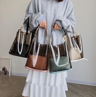 2021 반투명 양동이 비치 그림 젤리 가방 패션 여성 단일 어깨 가방