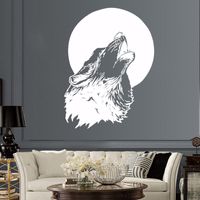 Lobo uivando para a lua adesivo de parede vinil casa arte decoração mural para sala de estar impermeável decalque removível m0017