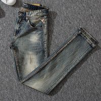 Jeans para hombres Estilo italiano Moda Hombres de alta calidad Retro Lavado Slim Fit Ripped Diseñador Vintage Elástico Algodón Pantalones de mezclilla