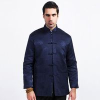 Vestes pour hommes Blue Hiver Hommes Veste en coton-rembourré Manteau de soie chinoise Tang costume Épaissir Outwat Taille de la taille M l xl xxl xxxl1