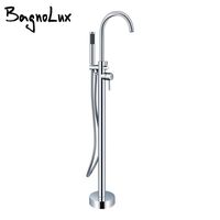 Chrome Silver Or Gold Pvd Double Handle Claw Foot Tub Shower Mixer Tap Valve Set 2-Handle Freestanding/Wall Mount Bathtub Faucet Bathroom Se
