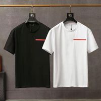 ラグジュアリーカジュアルメンズTシャツ新着デザイナー半袖100％コットン高品質卸売ブラックとホワイトサイズPrad TシャツティーM~2xl