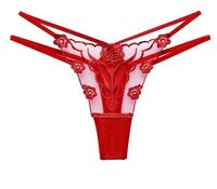 Bragas de encaje para mujer Sexy G String String Thong Briefs de baja altura T-back bordado flor ropa interior Bikini Design