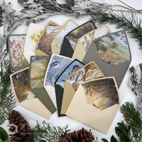 Envoltura de regalo 5pcs / set Vintage estilo natural paisaje de animales sobres de sobres alineados para la gota de embalaje de la tarjeta