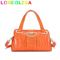Fashion Stone Pattern Patent Leather Shoulder Bags for Women 2022 Luxury Handbags Designer New Casual Top-handle Bag