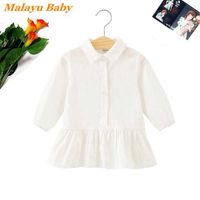 Malayu Baby Toddler Girl Dress Spring Autumn Cute Princess Costume Long Sleeve Lapel Shirt Dresses 1-6 Year Kids Clothing G1026